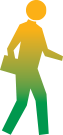 man with a yellow and green gradient on top of it