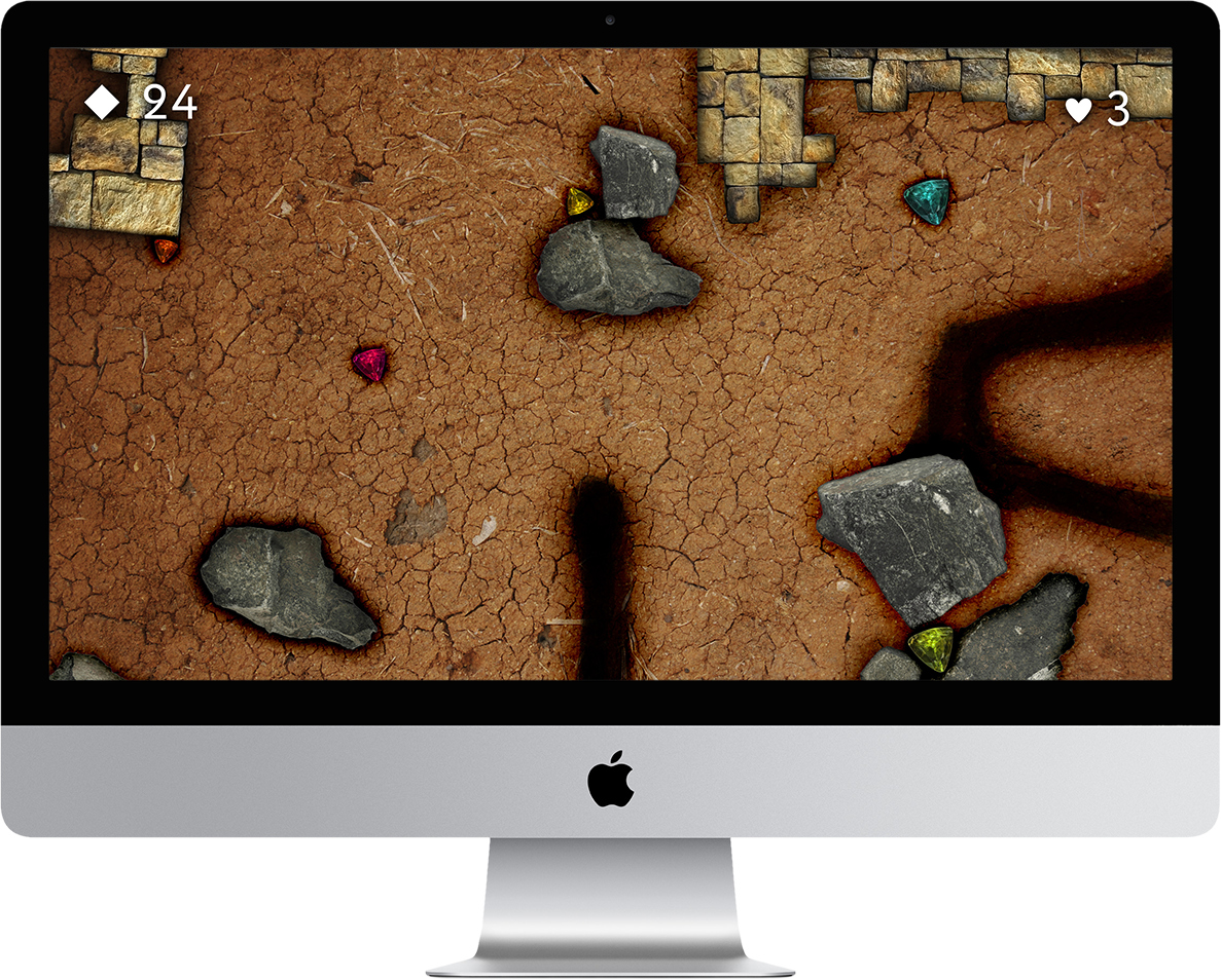 boulder dash-like clone without grid and physics engine