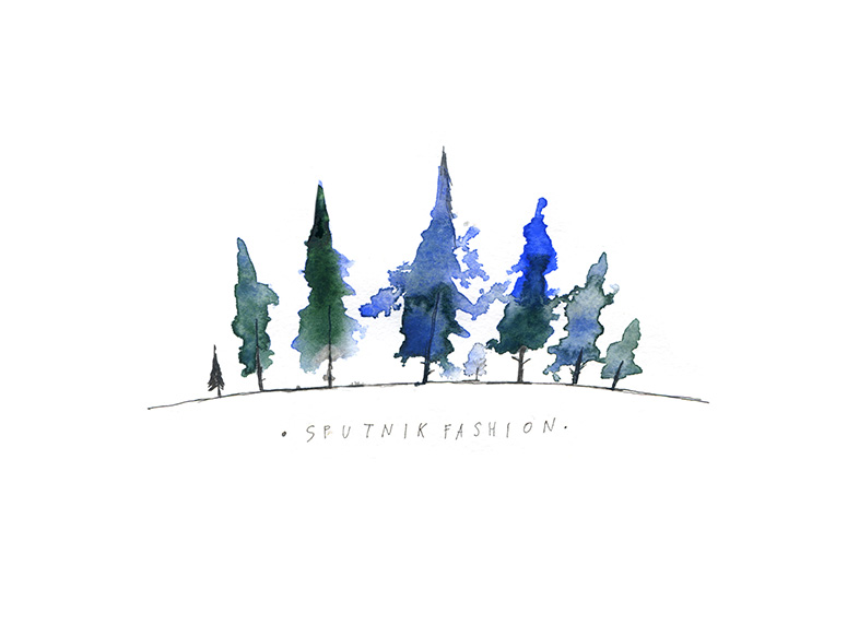 fir-trees are standing silent on this evening collection illustration
