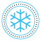 snowflake in a rounded circle of a light blue color