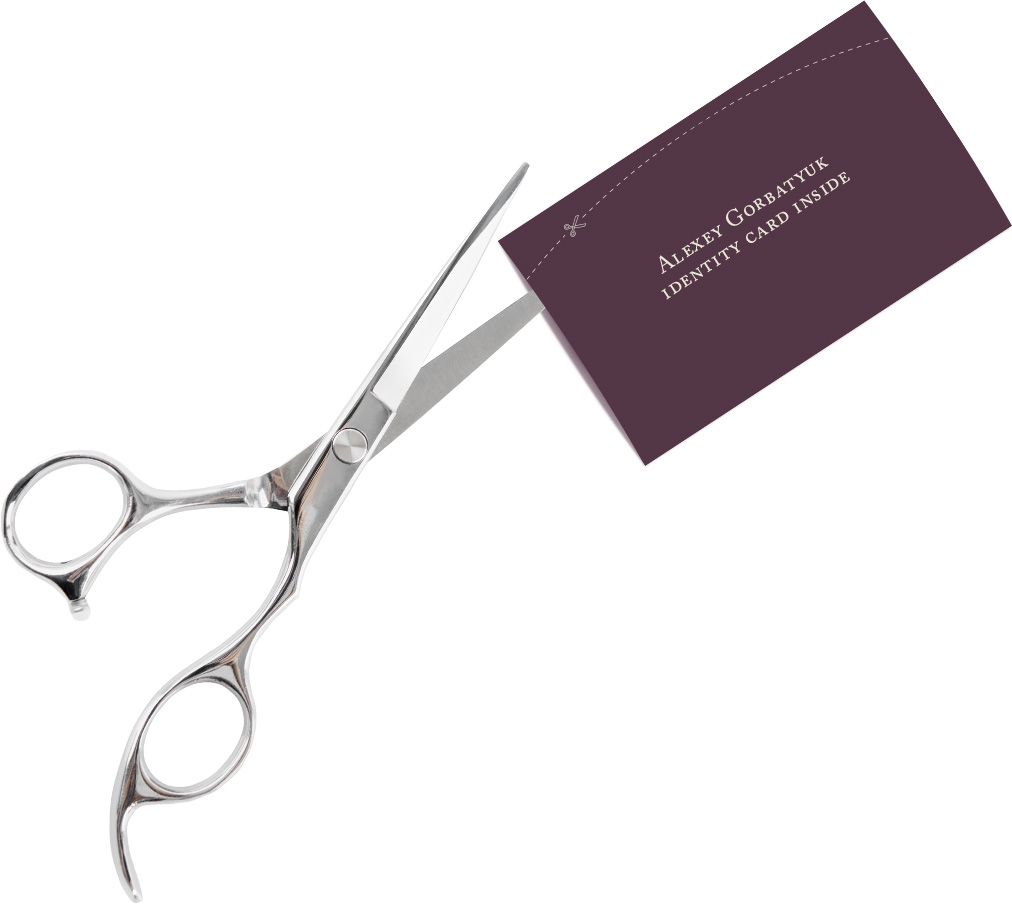 identity card with scissors